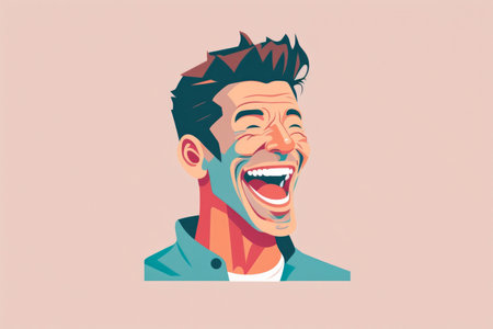 A man laughing out loud. generative aiの写真素材