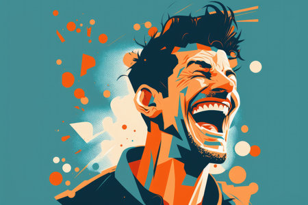A man laughing out loud. generative aiの写真素材