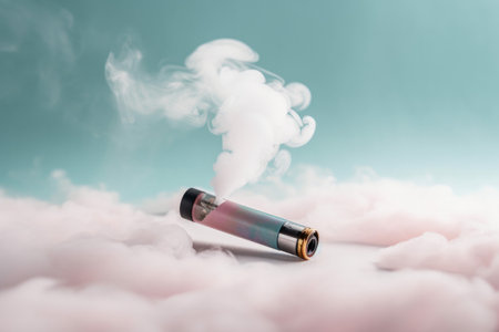 Studio shot of an electric cigarette vape with smoke cloud. Generative aiの素材
