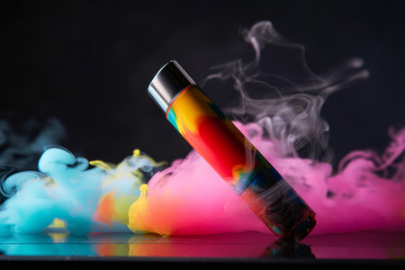 Studio shot of an electric cigarette vape with smoke cloud. Generative aiの素材