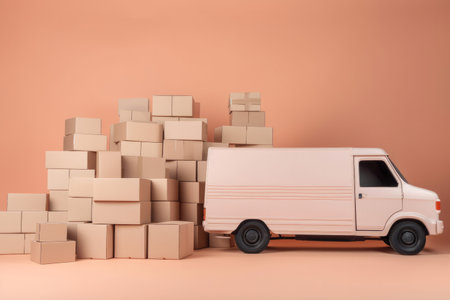 A logistics delivery van with many parcels. Generative aiの素材