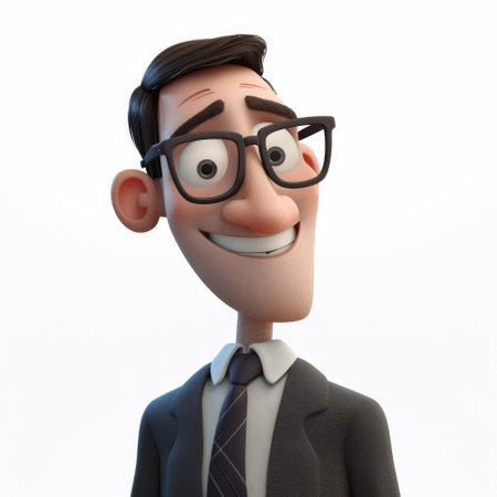 Portrait of a happy businessman in a 3d cartoon style. Generative aiの素材