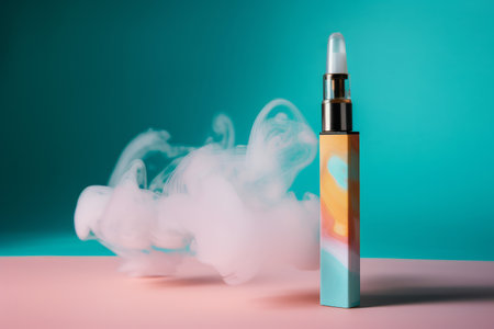 Studio shot of an electric cigarette vape with smoke cloud. Generative aiの素材