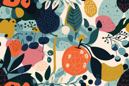 Bright abstract tropical summer seamless background pattern. Generative aiの素材