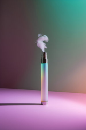 Studio shot of an electric cigarette vape with smoke cloud. Generative aiの素材
