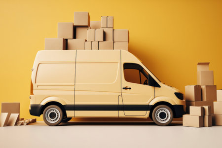 A logistics delivery van with many parcels. Generative aiの素材