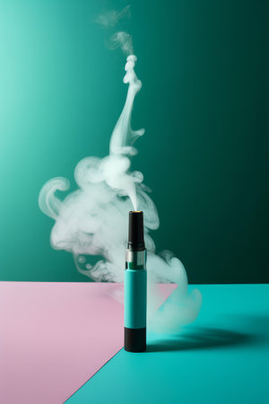 Studio shot of an electric cigarette vape with smoke cloud. Generative aiの素材