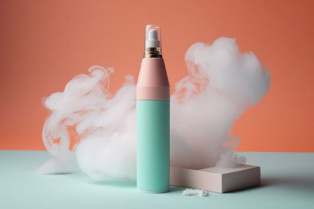 Studio shot of an electric cigarette vape with smoke cloud. Generative aiの素材
