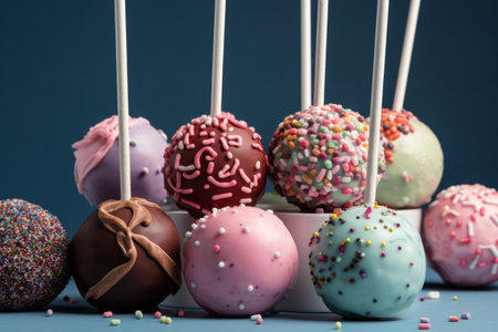 delicious cake pops decorated with frosting chocolate and sprinkles. Generative aiの素材