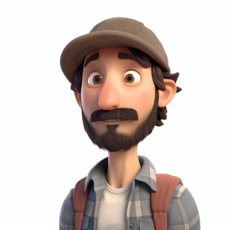 Portrait of a casual caucasian man in a 3d cartoon style. Generative aiの素材