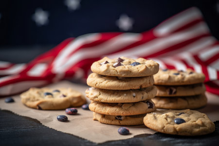 Freshly baked cookies for 4th July celebration party. Generative aiの素材