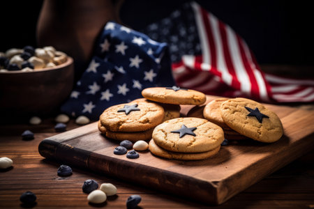 Freshly baked cookies for 4th July celebration party. Generative aiの素材