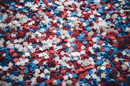 Festive red white and blue 4th July party celebration confetti background. Generative aiの素材