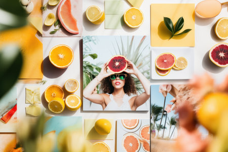 Summer holiday mood board collage of images. Generative aiの素材