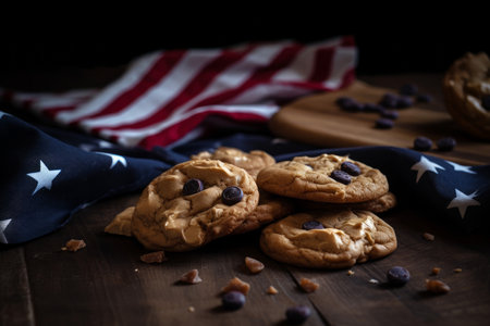 Freshly baked cookies for 4th July celebration party. Generative aiの素材