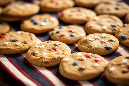 Freshly baked cookies for 4th July celebration party. Generative aiの素材