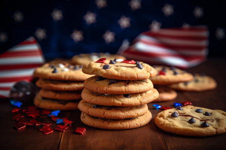 Freshly baked cookies for 4th July celebration party. Generative aiの素材