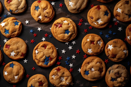 Freshly baked cookies for 4th July celebration party. Generative aiの素材
