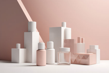 blank cosmetics products containers. beauty product display. Generative aiの素材