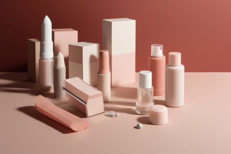 blank cosmetics products containers. beauty product display. Generative aiの素材