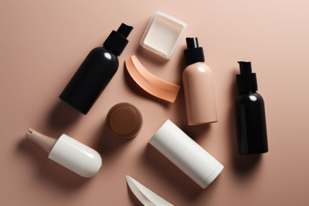 blank cosmetics products containers. beauty product display. Generative aiの素材
