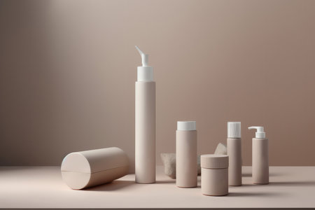 blank cosmetics products containers. beauty product display. Generative aiの素材