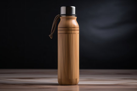 an eco friendly sustainable water bottle made from bamboo. Generative aiの素材