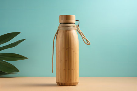 an eco friendly sustainable water bottle made from bamboo. Generative aiの素材