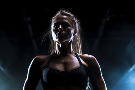Dramatic portrait of an athletic female. Generative aiの素材