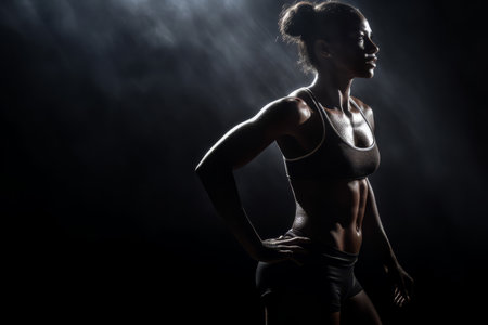 Dramatic portrait of an athletic female. Generative aiの素材