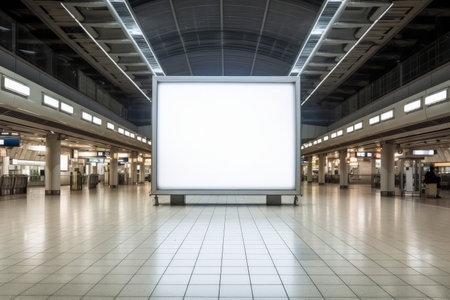 An empty blank billboard advertising poster in an airport terminal. Generative aiの素材
