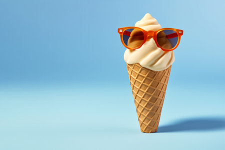 Summer ice cream cone wearing sunglasses. Generative aiの素材