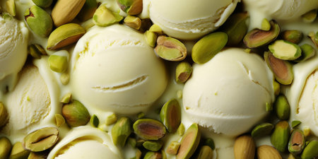 Close up of pistachio ice cream dessert. Generative aiの素材
