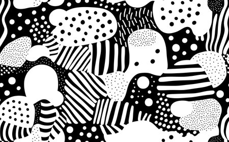 Simple black and white abstract seamless patternのイラスト素材
