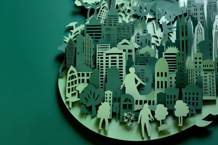 Green eco city. Sustainable city skylineの素材