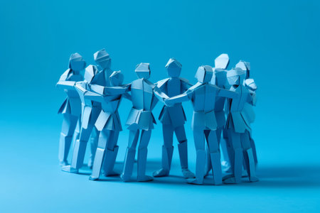A group of paper people coming together. Community and friendship conceptの素材