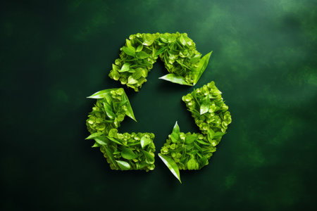 Recycling symbol made from nature, green leaves and plantsの素材