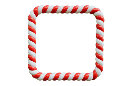 Christmas candy cane red and white striped frame. 3D Rendering