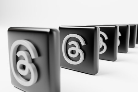 OXFORD, UK - July 2023: Threads logo. A new social media app from Meta to rival Twitter. 3D Renderingのeditorial素材