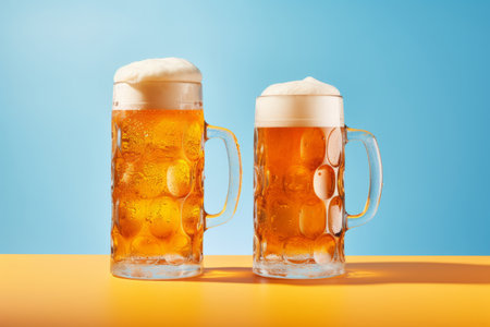 A freshly poured pint of beer in a oktoberfest german style glassの素材