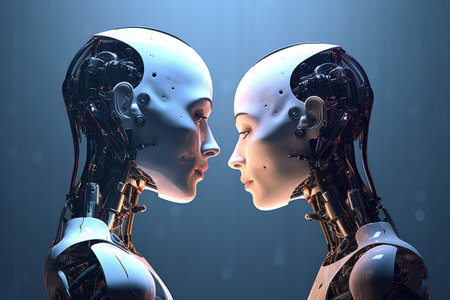 An Artificial intelligence robot. Modern futuristic cyborg robot illustrationの素材