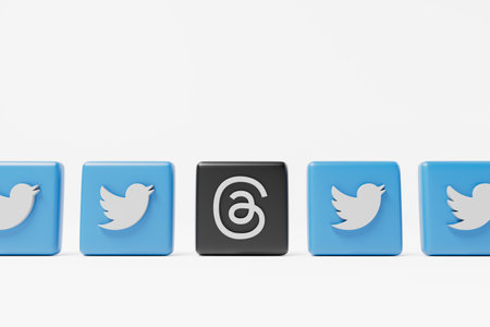 OXFORD, UK - July 2023: Threads logo. A new social media app from Meta to rival Twitter. 3D Renderingのeditorial素材