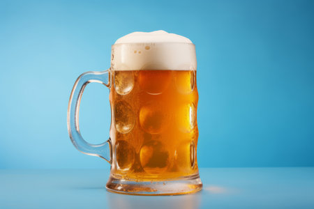 A freshly poured pint of beer in a oktoberfest german style glassの素材