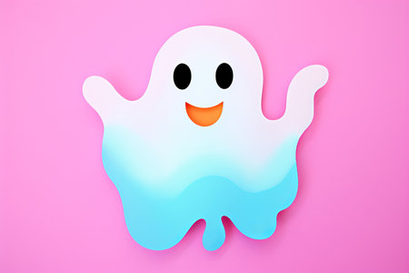 A cute halloween ghost background. Paper cut out illustration styleの素材