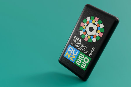LONDON, UK - July 2023: Fifa Womens world cup logo . 3D Rendering