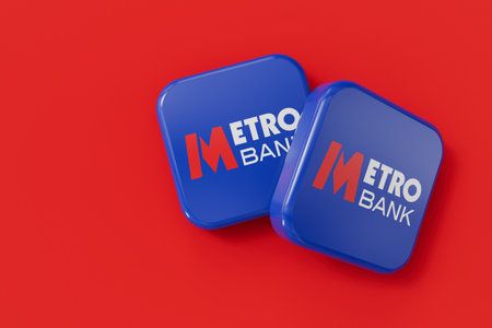 LONDON, UK - July 2023: Metro bank company logo. 3D Rendering