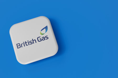 LONDON, UK - July 2023: British gas energy supplier company logo. 3D Rendering