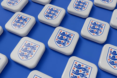 LONDON, UK - July 2023: England national football team logo. 3D Renderingのeditorial素材