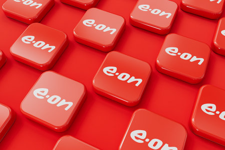 LONDON, UK - July 2023: E-on gas and electricity energy supplier company logo. 3D Renderingのeditorial素材