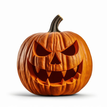 Traditional halloween carved pumpkin jack-o-lantern faceの素材